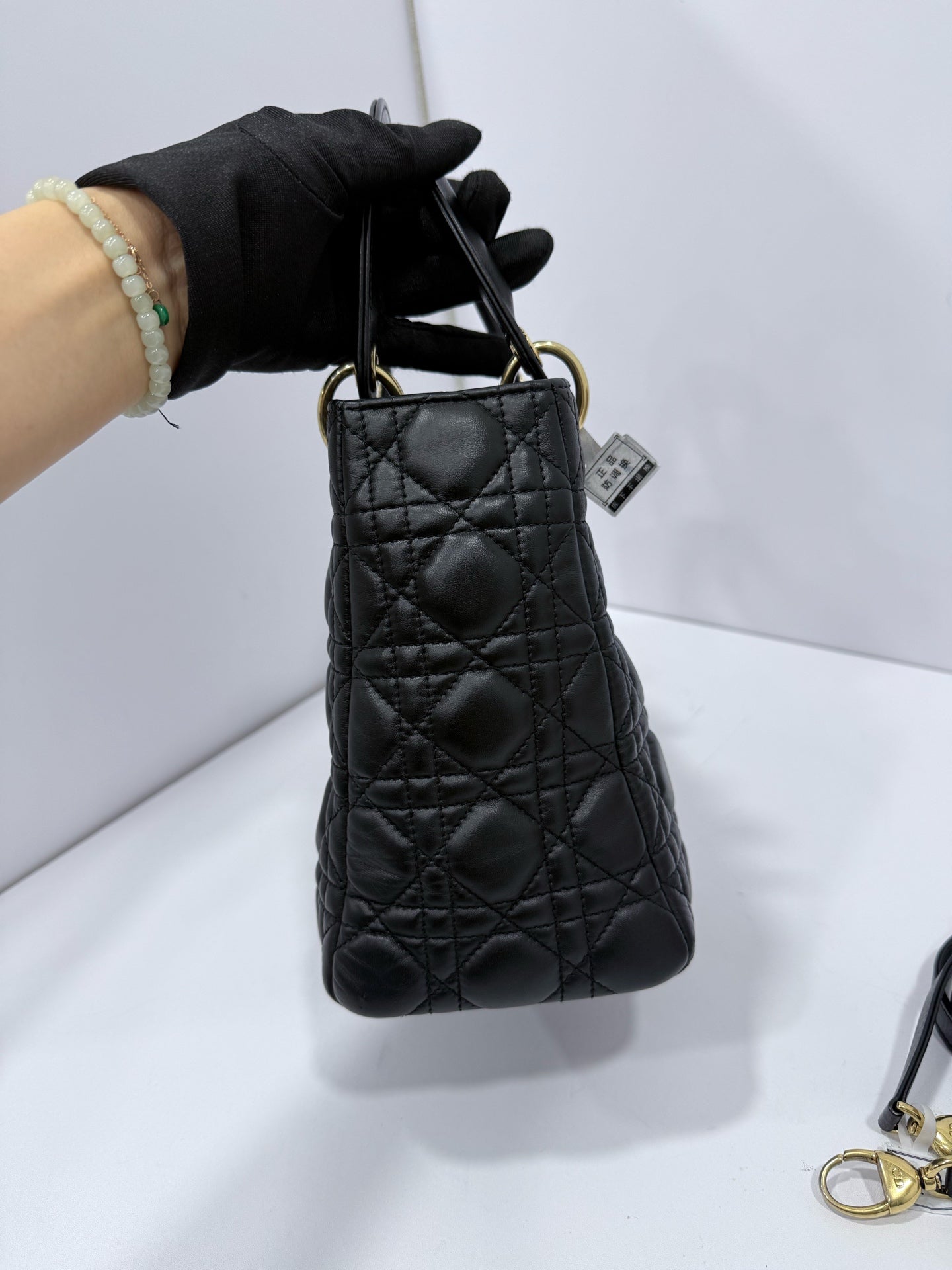 Dior - Lady Dior - Lambskin leather - Black with Gold-Tone Hardware - (medium)