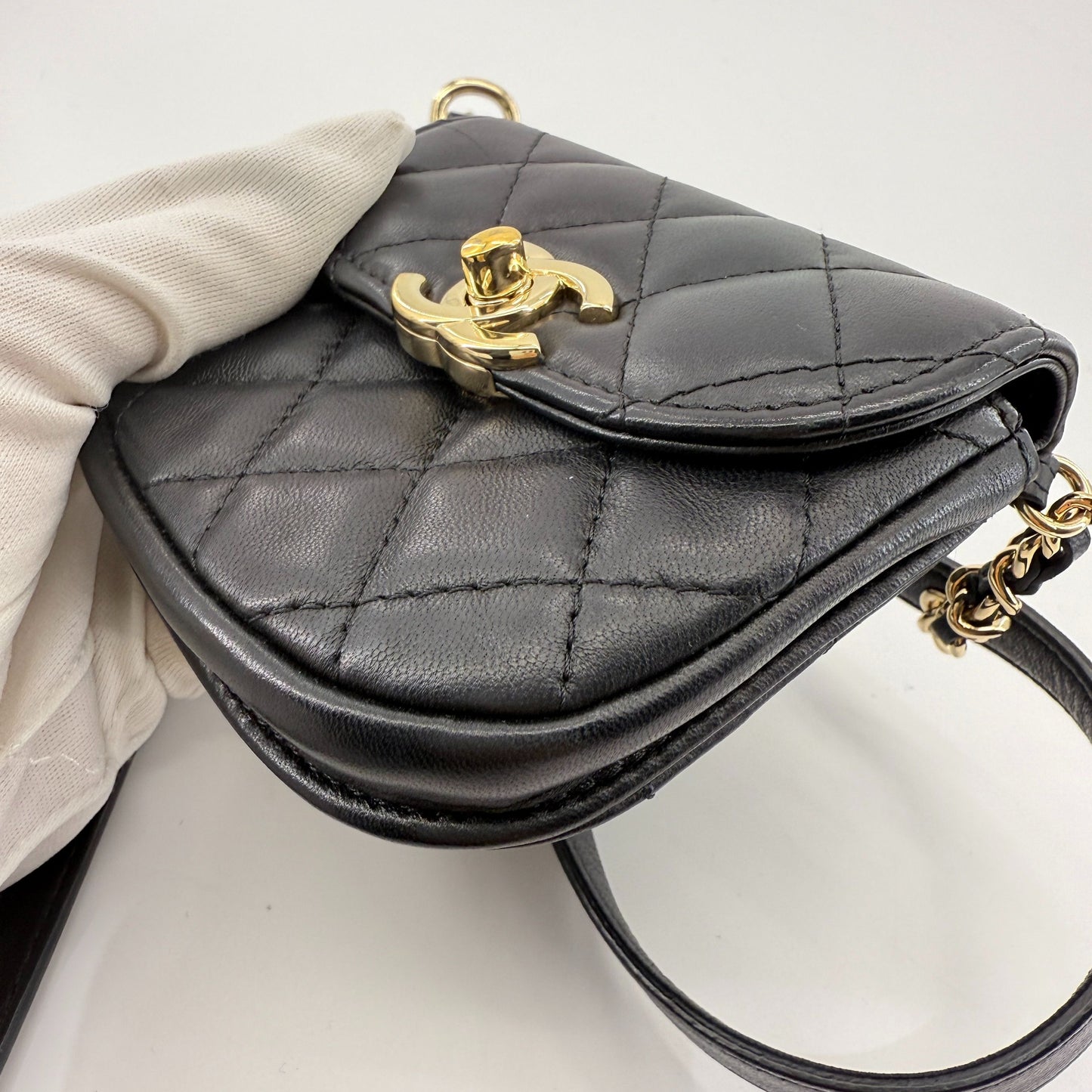 Chanel - Gemini Belt Bag - Lambskin leather and Tweed - Black and White - (Mini)