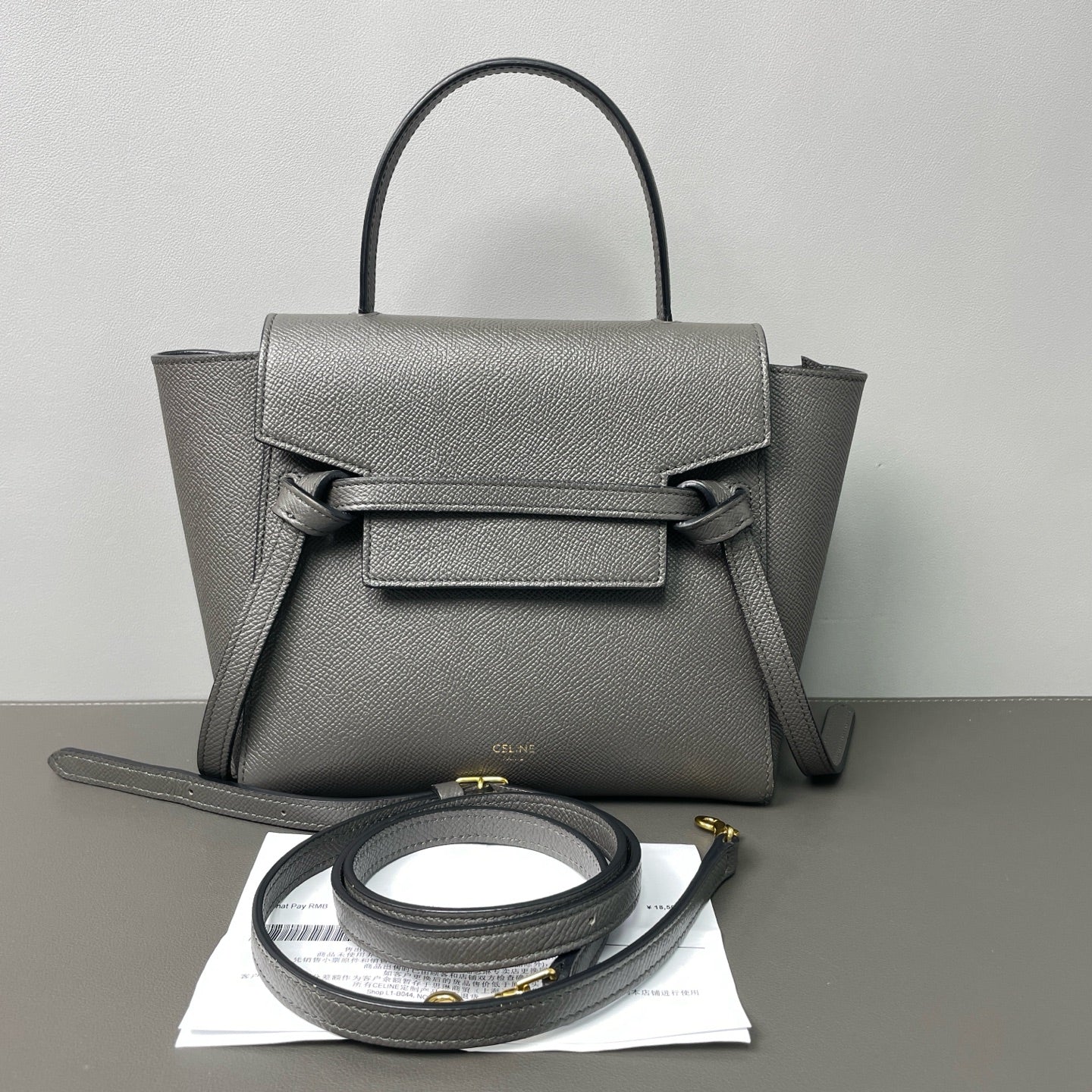 Celine - Belt Bag - Grained calfskin leather - Elephant Grey - (Mini)