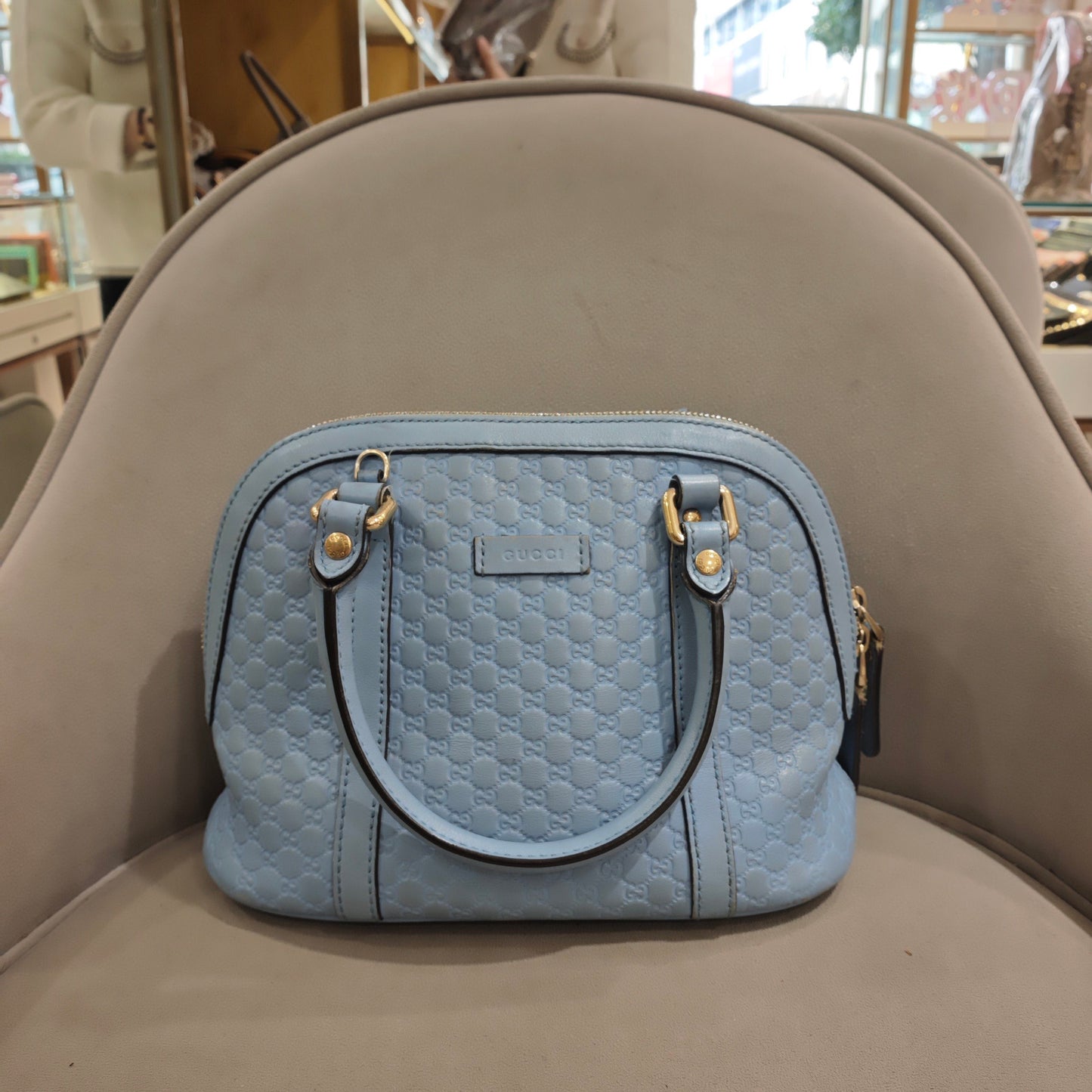 Gucci - Microguccissima Mini Dome Bag - Microguccissima embossed leather - Light Blue - (mini)