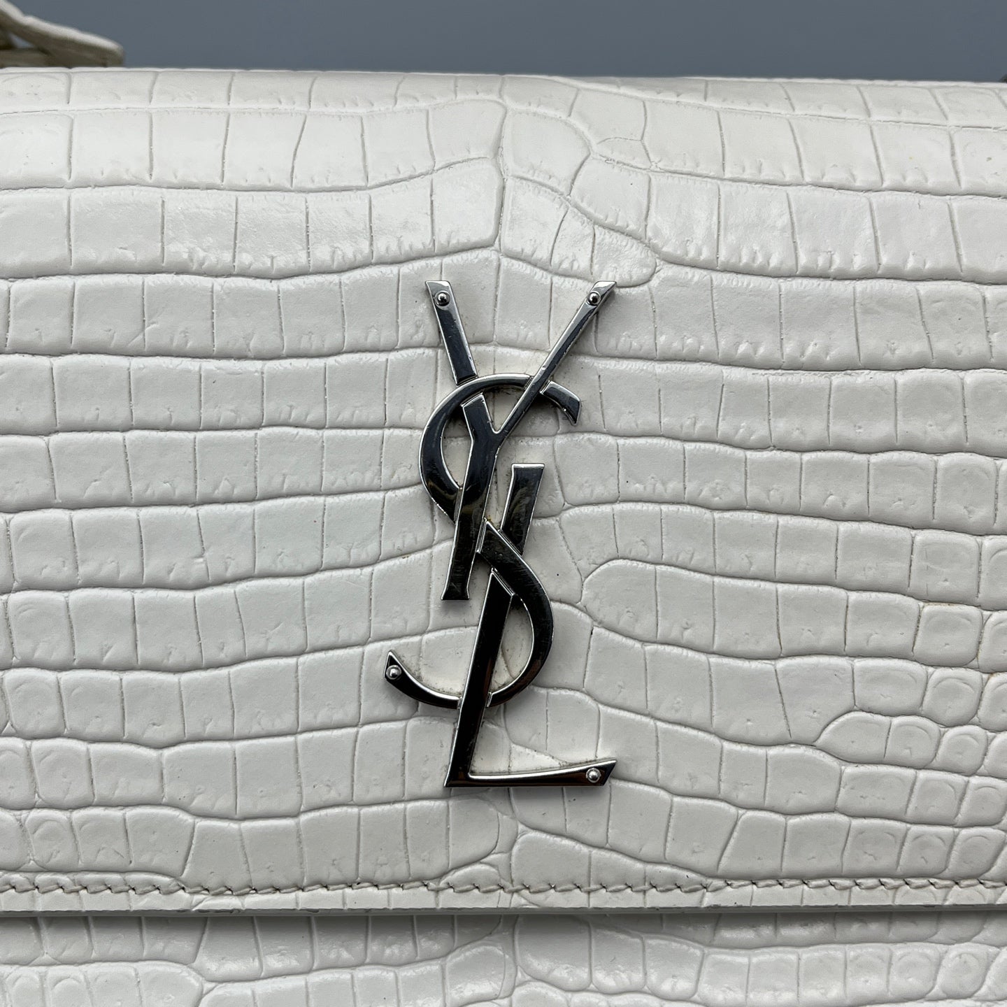 Saint Laurent - Sunset - Crocodile-embossed leather - White - (Medium)