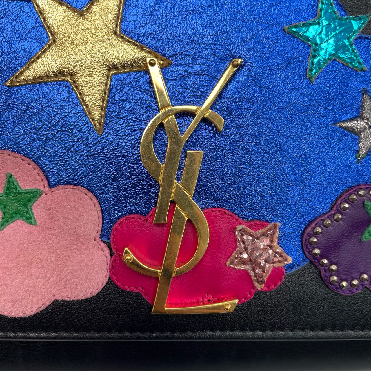 Saint Laurent - Kate Chain Bag with Star & Cloud Appliques - Leather - Black - (medium)