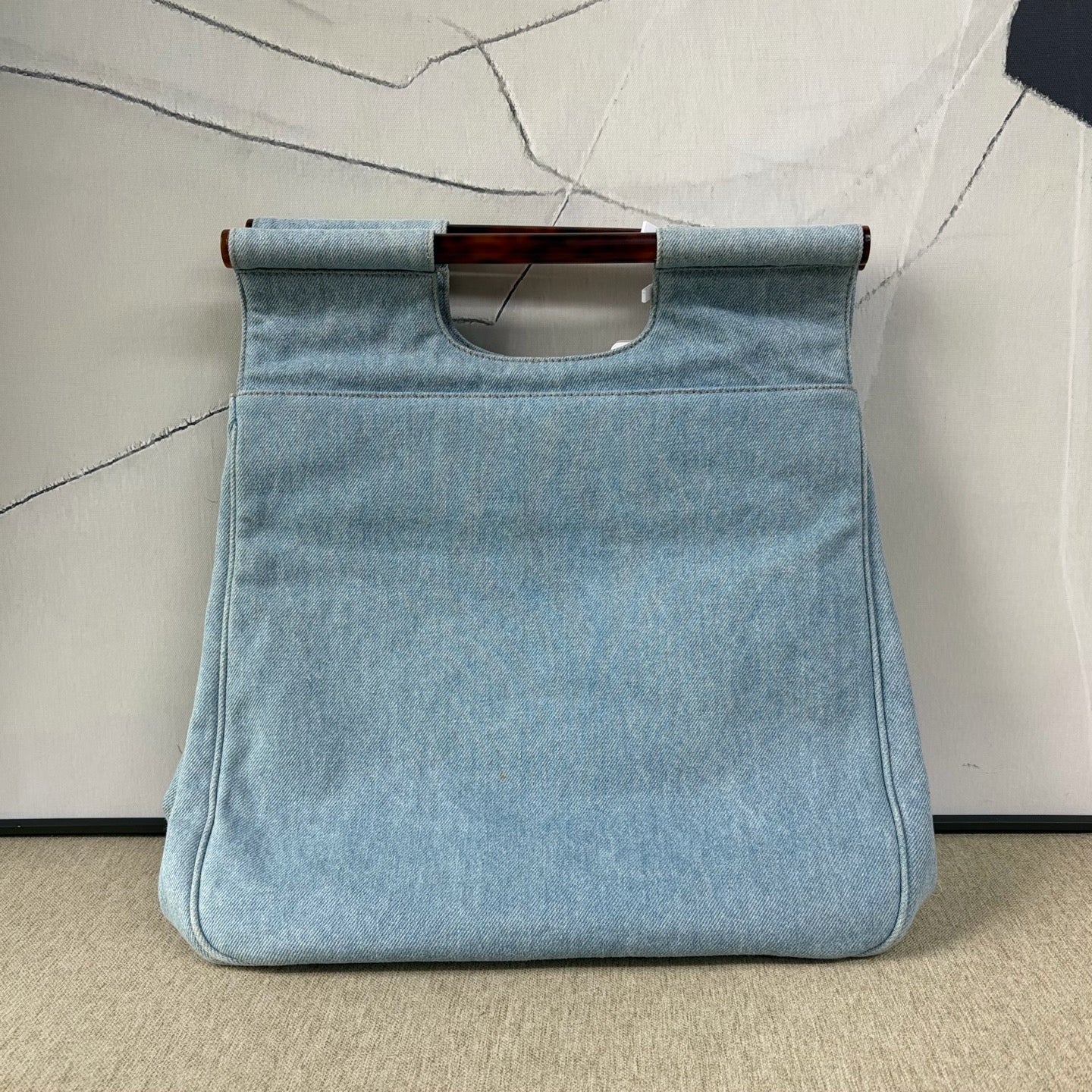 Chanel - Vintage Denim Tortoiseshell Handle Tote Bag - Denim - Jeans - Blue - (medium)
