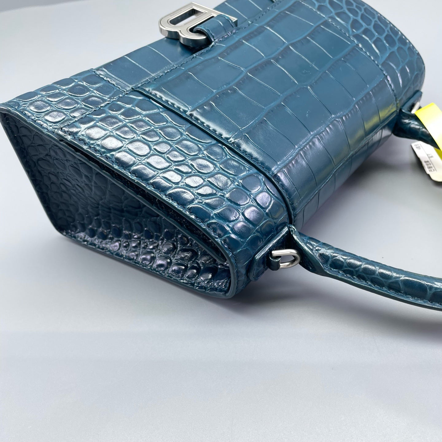 Balenciaga - Hourglass S Bag - Crocodile-embossed leather - Blue - (mini)