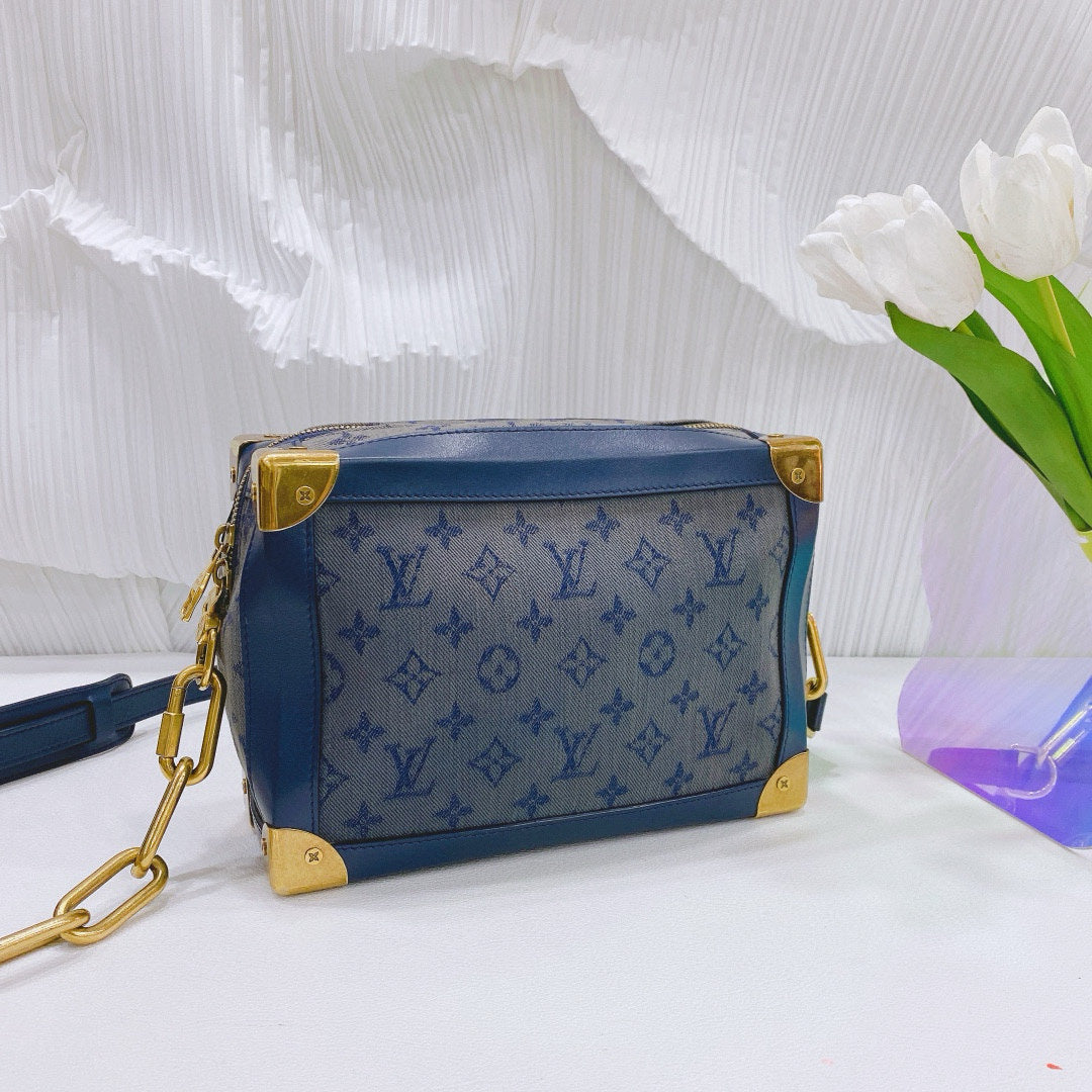 Louis Vuitton - Soft Trunk - Denim and Leather - Blue - (Small)