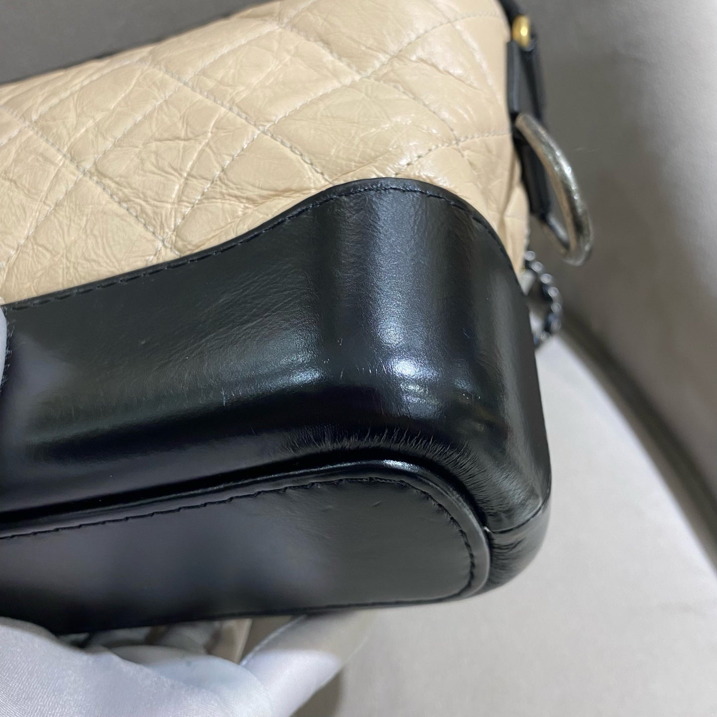Chanel - Gabrielle Hobo Bag - Aged calfskin leather and smooth calfskin leather - Beige and Black - (small)