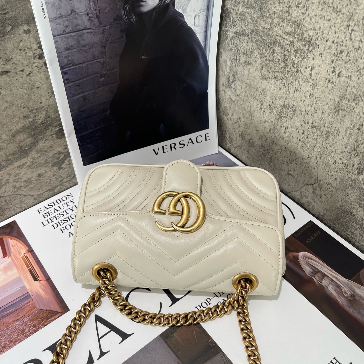 Gucci - GG Marmont Mini Matelassé Shoulder Bag - Leather - White - (small)