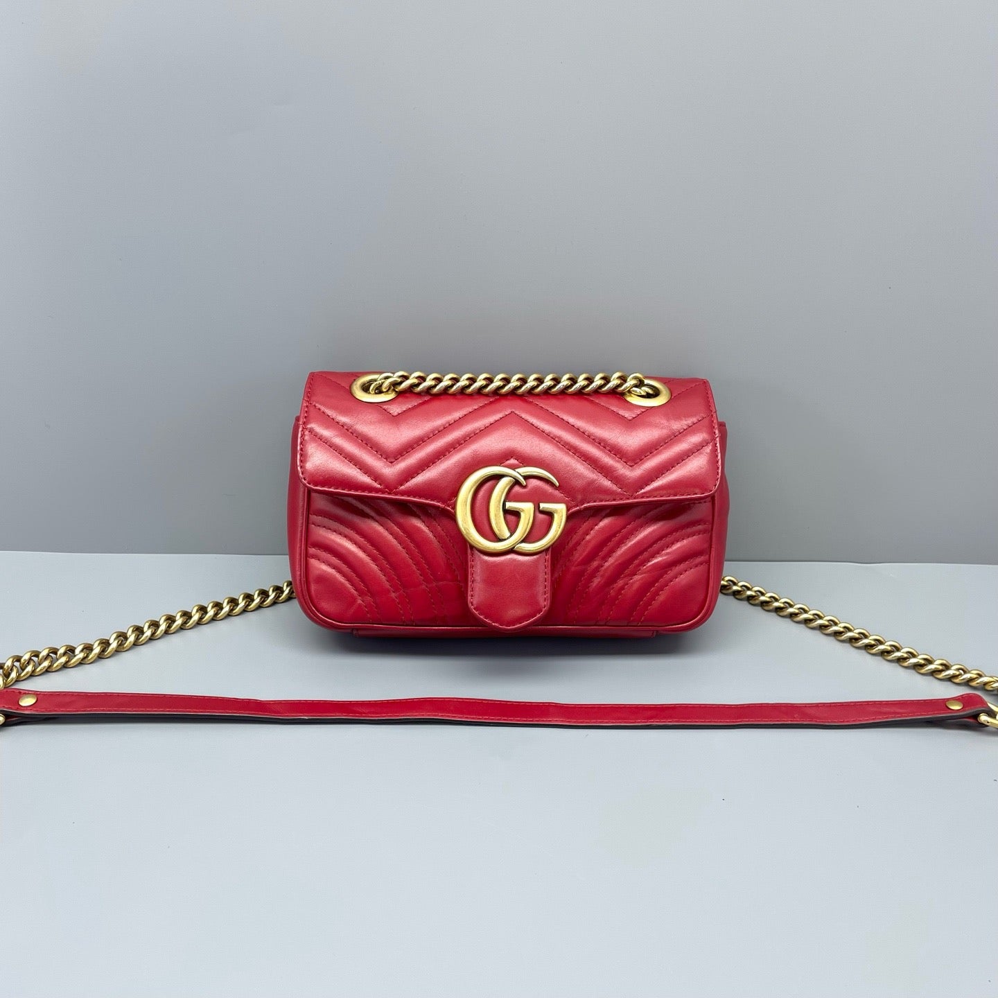 Gucci - GG Marmont Matelassé Mini Bag - Leather - Red - (mini)