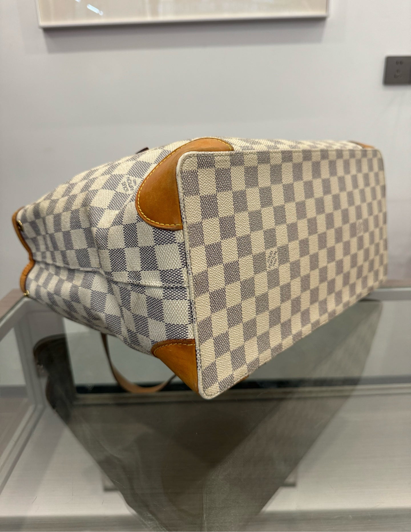 Louis Vuitton - Damier Azur Tote Bag - Damier Azur canvas with natural cowhide leather trim - White - (large)