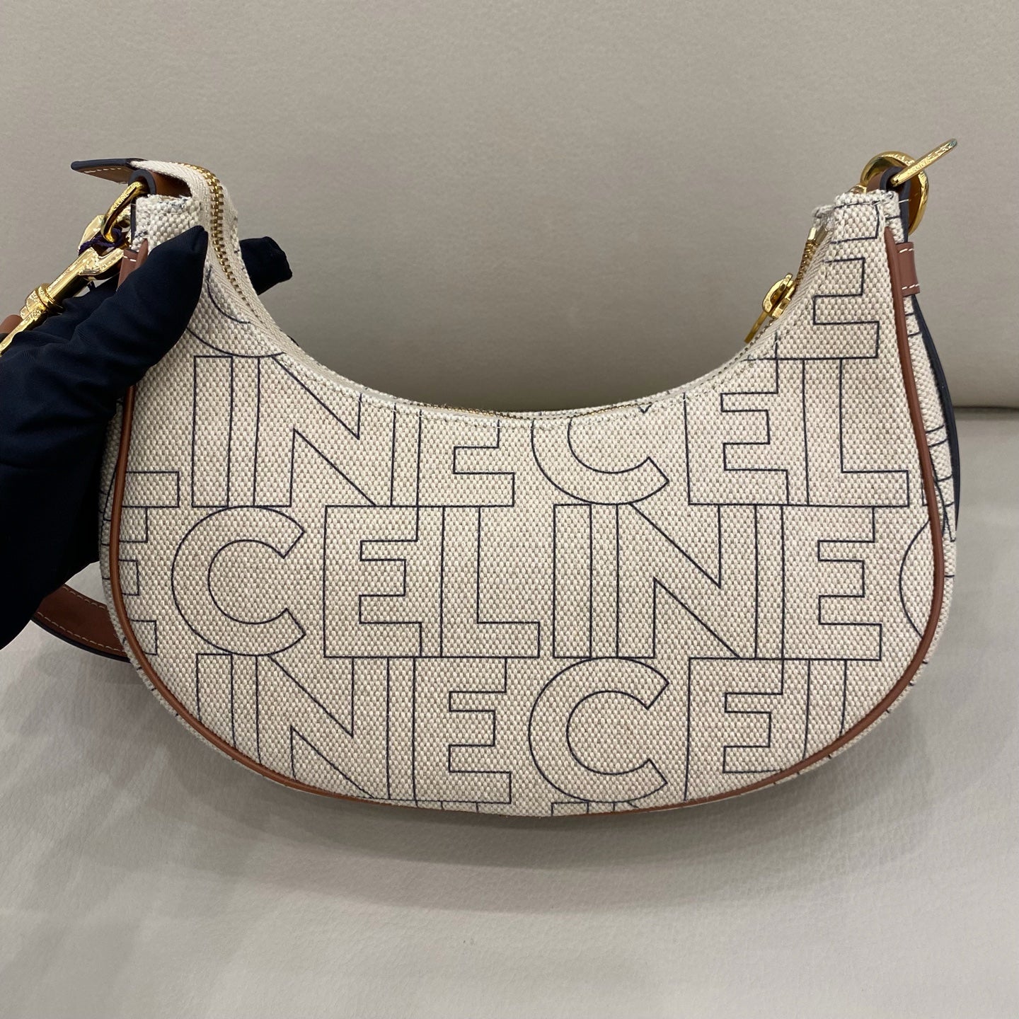 Celine - AVA Medium - Canvas with leather trim - Beige - (medium)