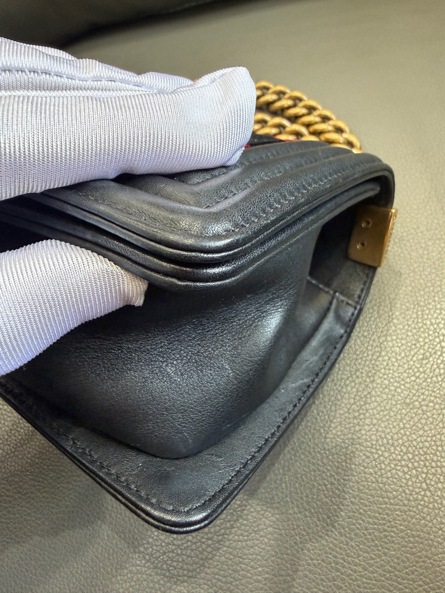 Chanel - Boy Bag Small - Velvet with leather trim - Black - (Small)