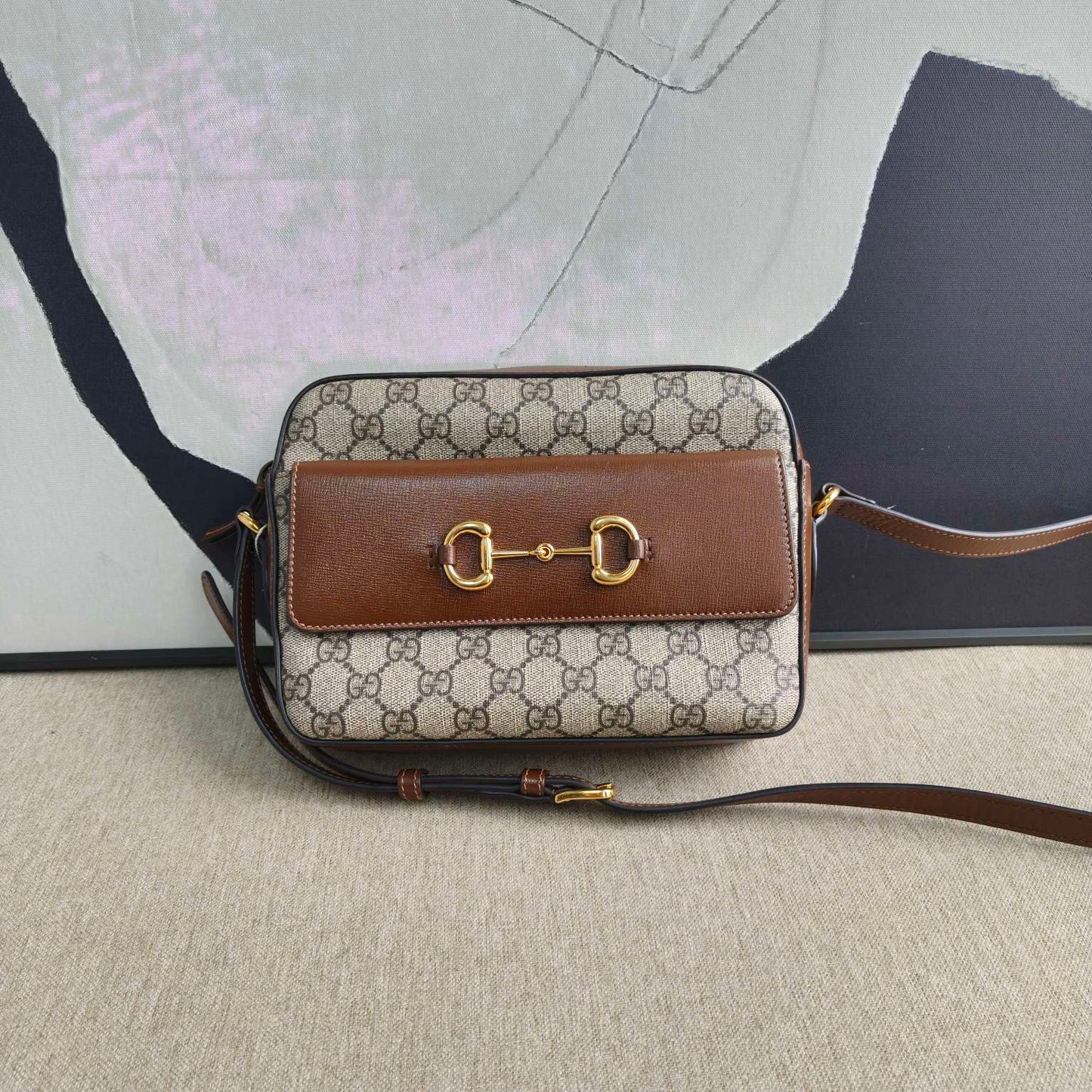 Gucci - 1955 Horsebit Camera Bag Small - Synthetic - Brown - (small)