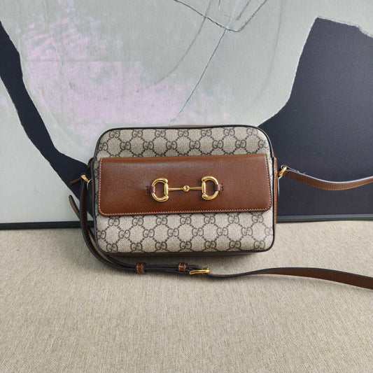 Gucci - 1955 Horsebit Camera Bag Small - Synthetic - Brown - (small)