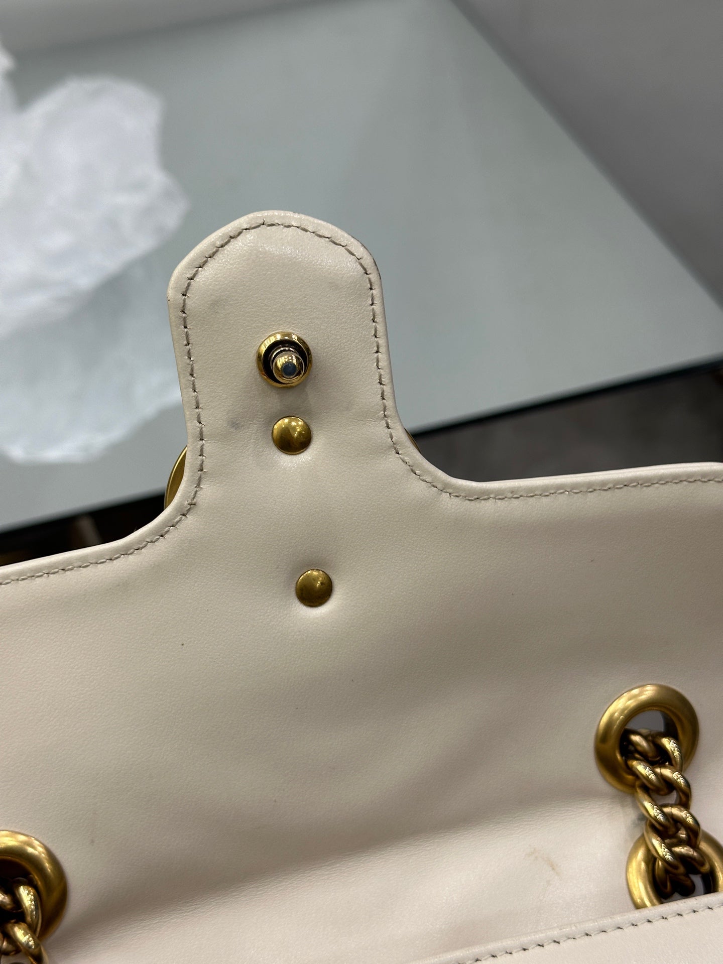 Gucci - GG Marmont Mini Flap Bag - Leather - White - (mini)