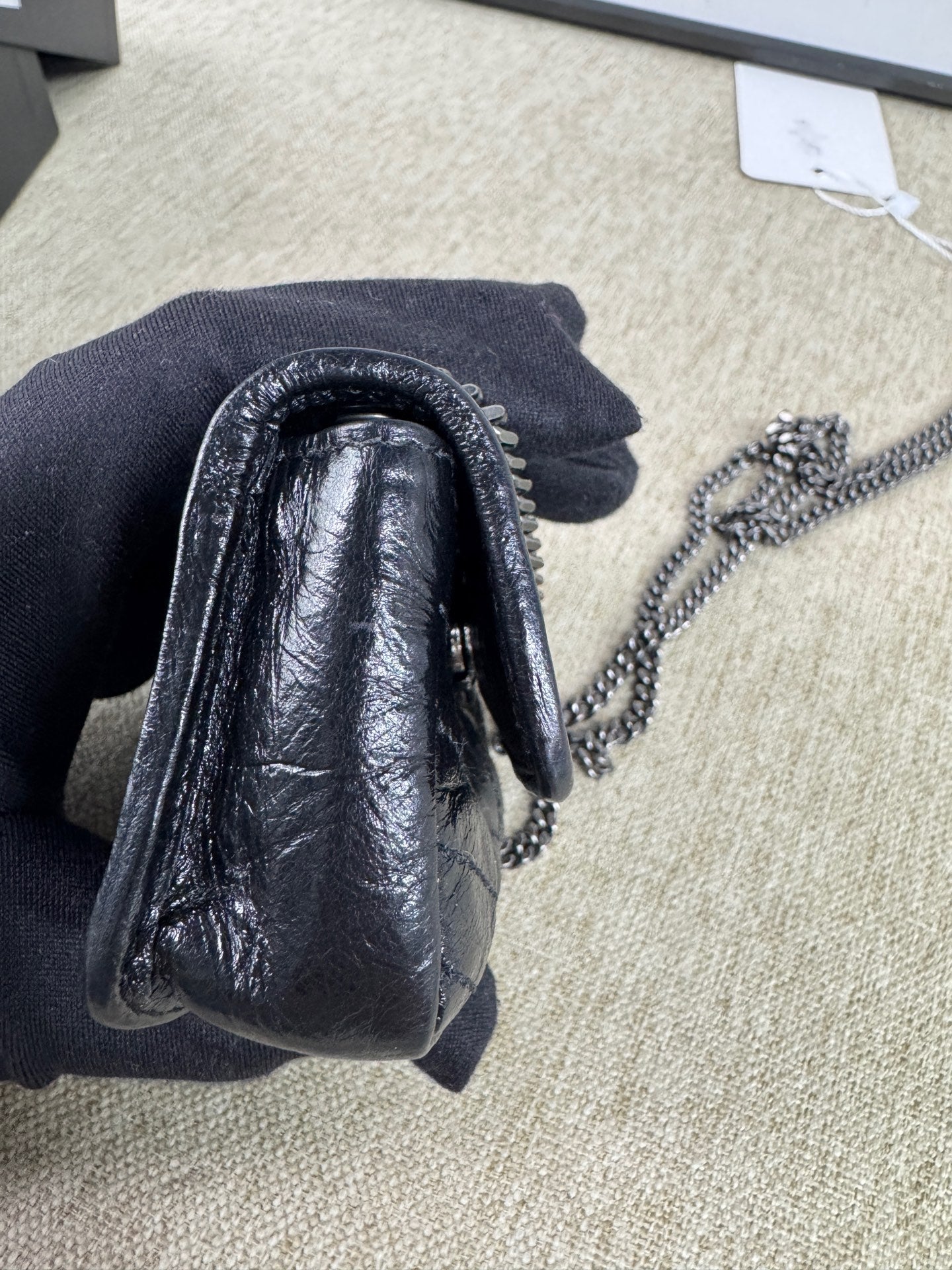 Saint Laurent - Niki Earphone Bag Mini - Crinkled waxed leather - Black - (mini)