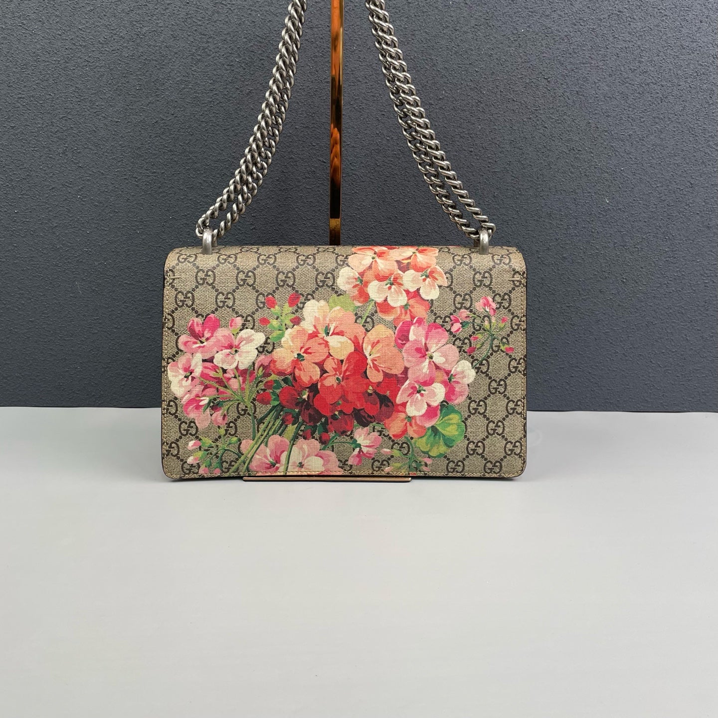 Gucci - Dionysus Shoulder Bag - GG Supreme canvas with suede trim - Beige, Multicolour (floral print), with Reddish-Brown interior - (Small)