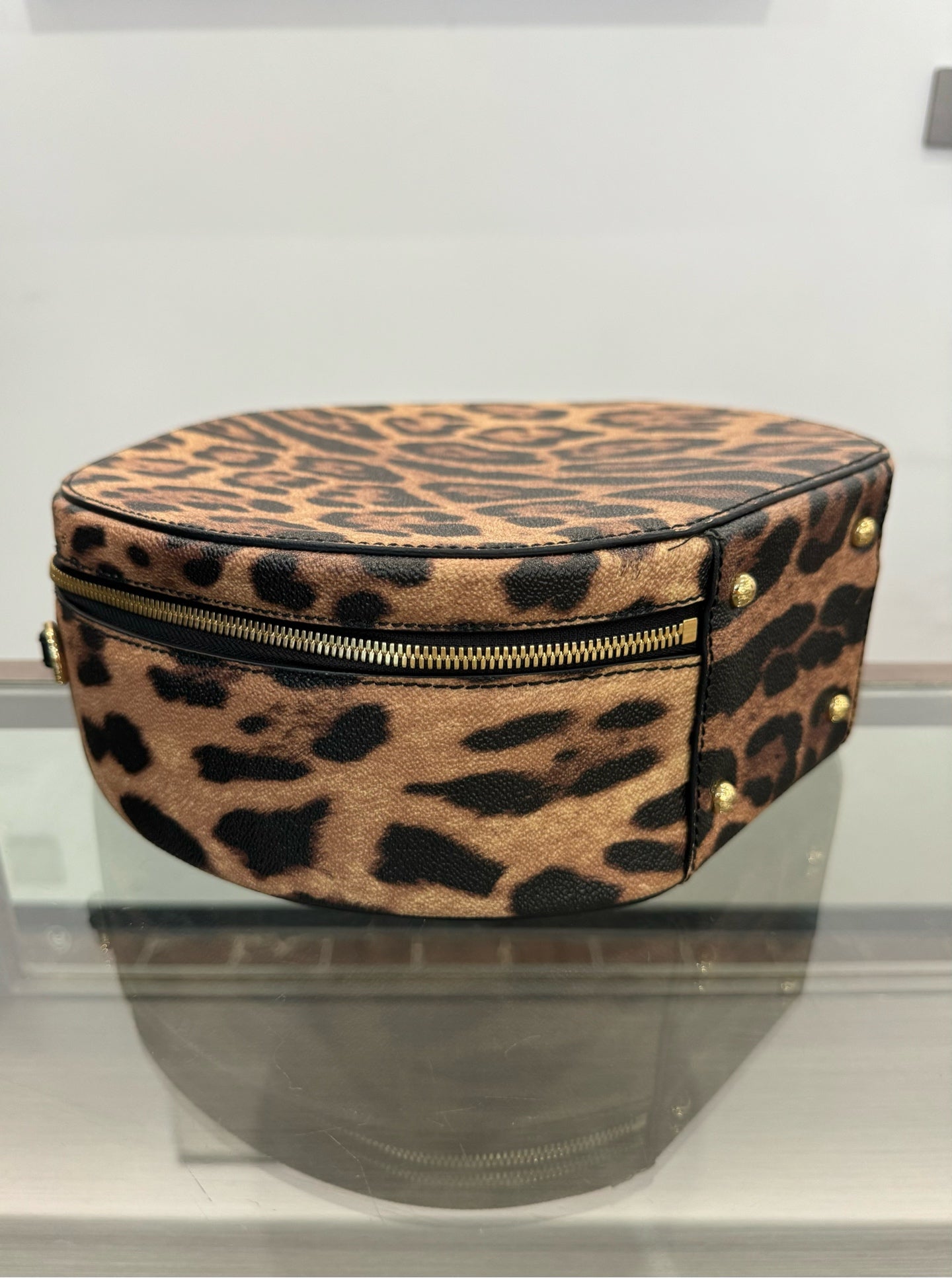 Dolce & Gabbana - Leopard Print Circular Top Handle Bag - Printed leather - Brown - (Medium)