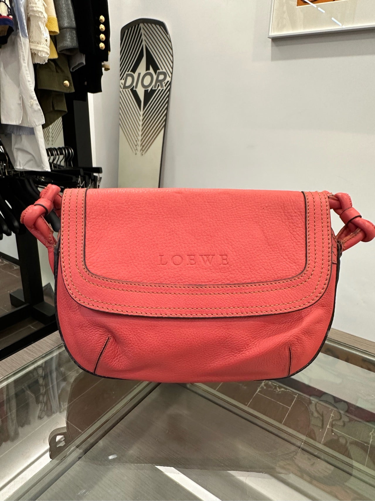 Loewe - Woven Strap Flap Shoulder Bag - Leather - Red - (Small)