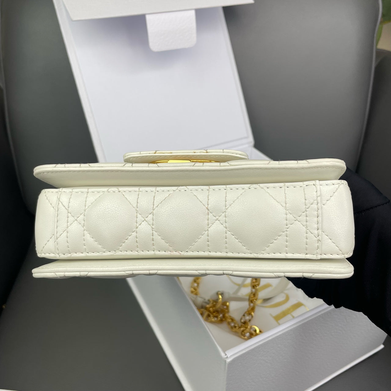 Dior - Mini Jolie Pearl Bag - Grained calfskin leather - White - (mini)