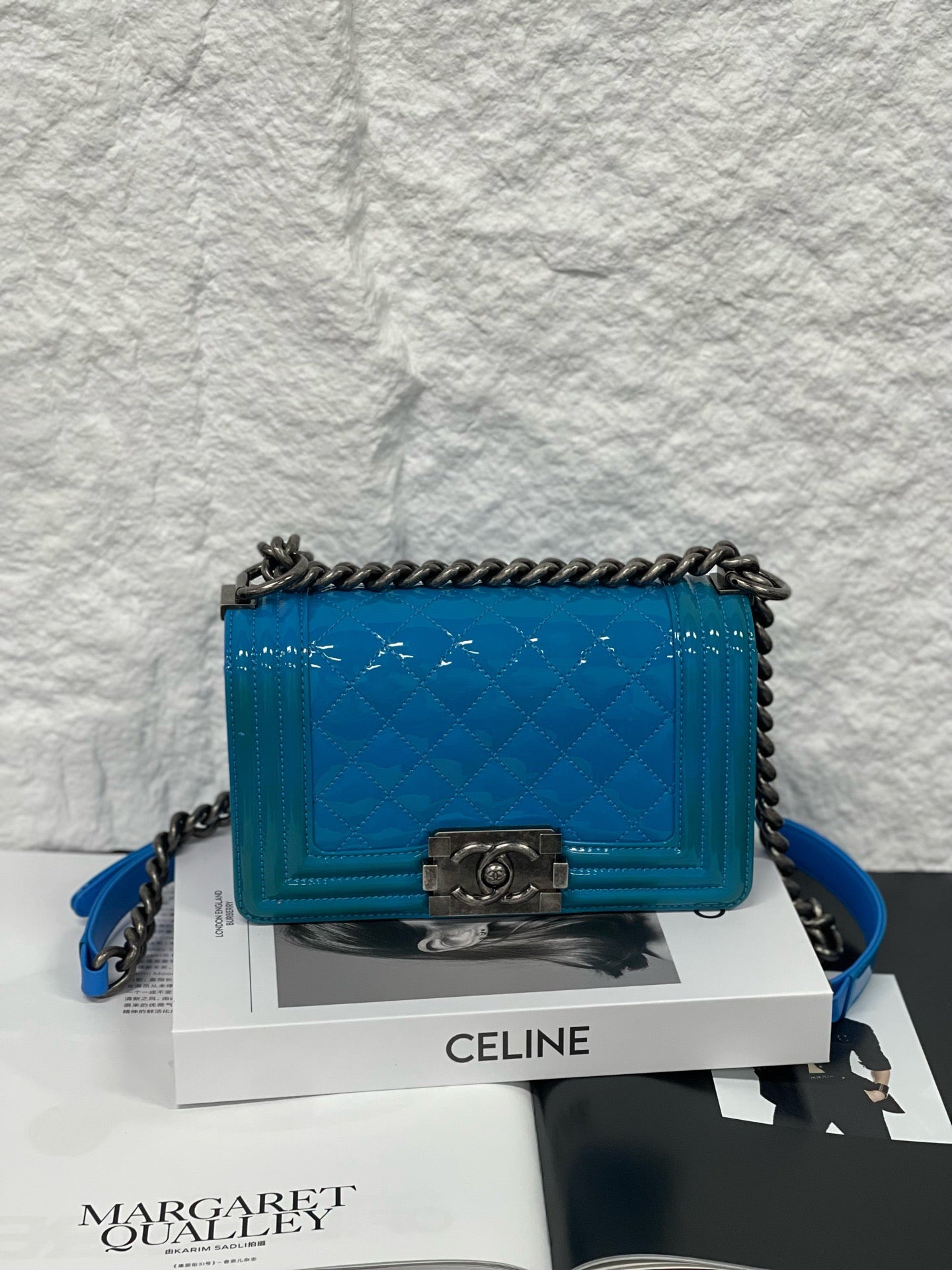 Chanel - Boy Small Flap Bag - Patent leather - Blue - (small)