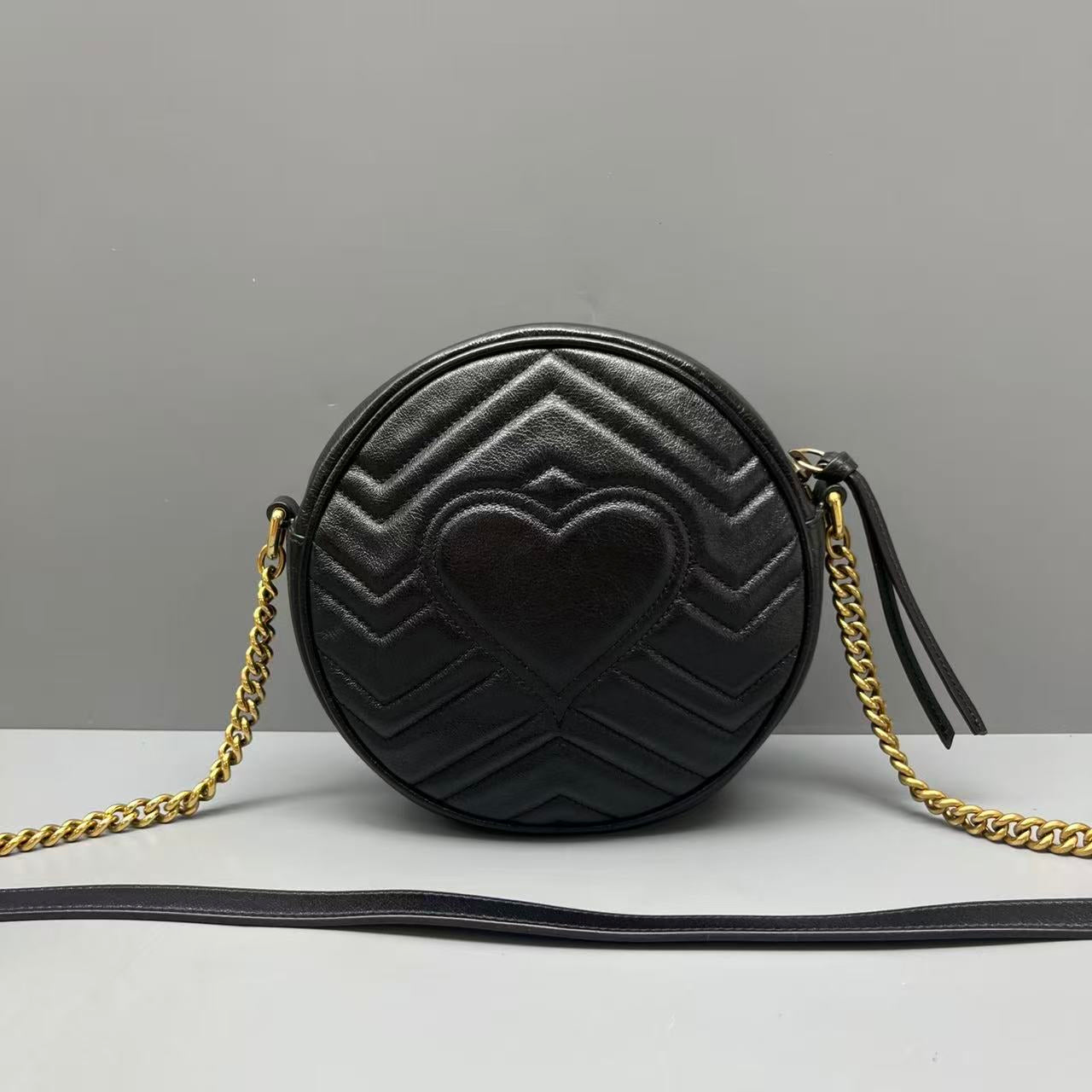 Gucci - GG Marmont Round Mini Bag - Leather - Black - (mini)