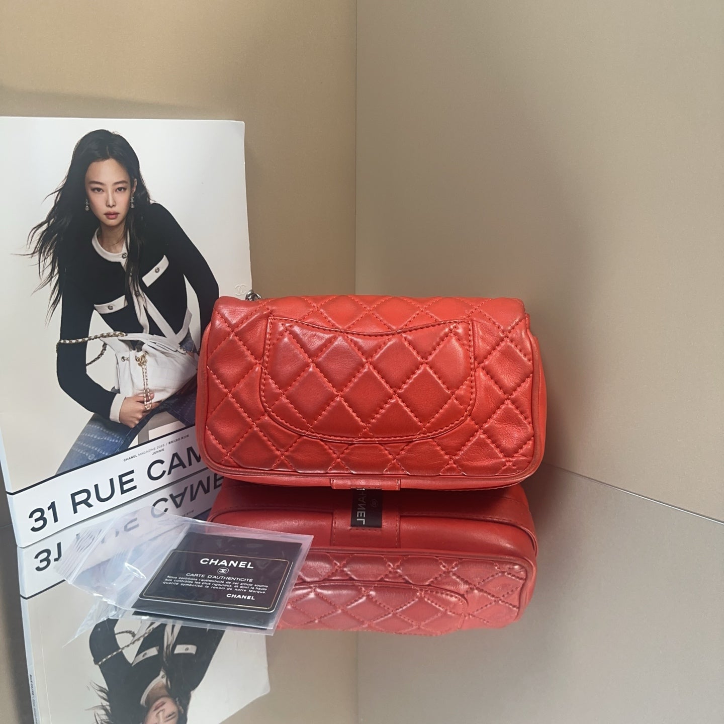 Chanel - Seasonal Large Logo Flap Bag - Lambskin leather - Red - (Medium)