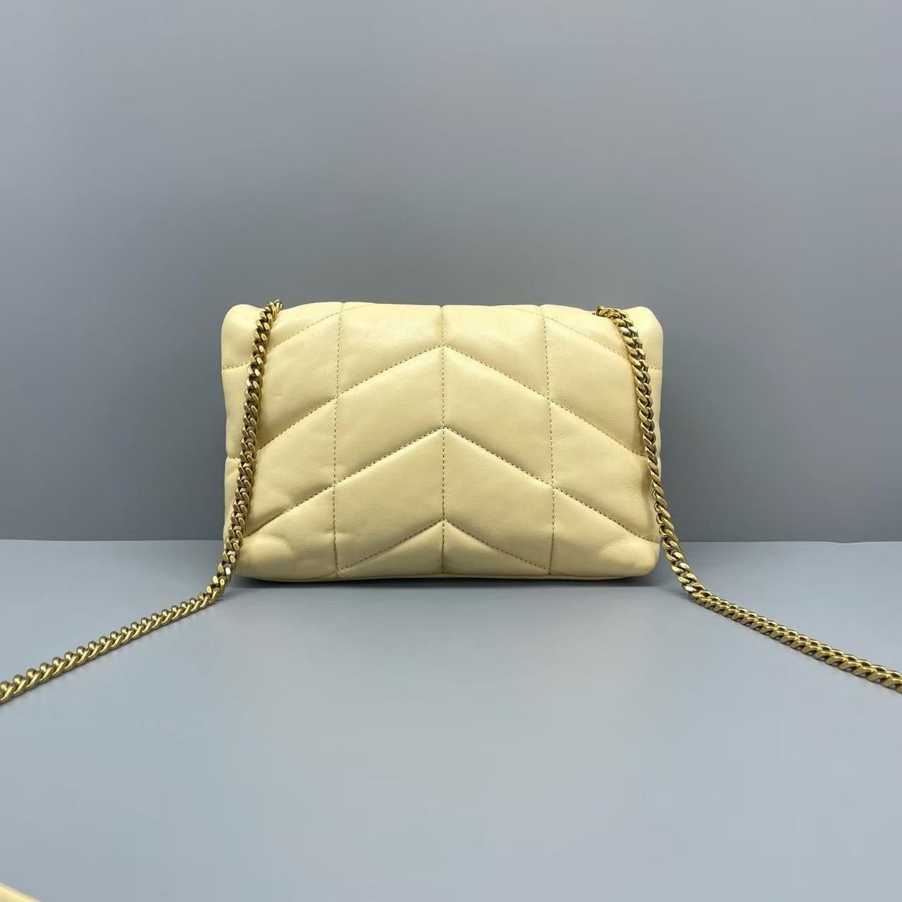 Saint Laurent - Loulou Puffer Mini - Lambskin leather - Beige - (mini)