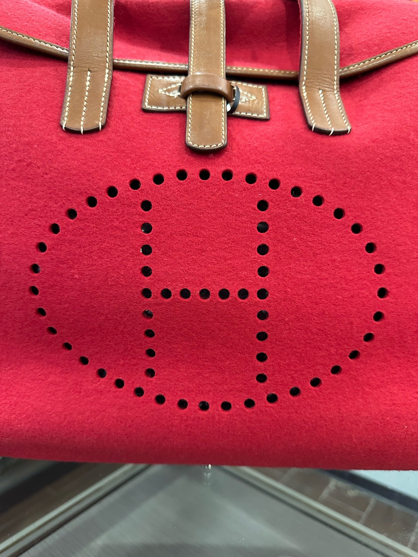 Hermès - Feudou Tote - Felt and Leather - Red - (Large)