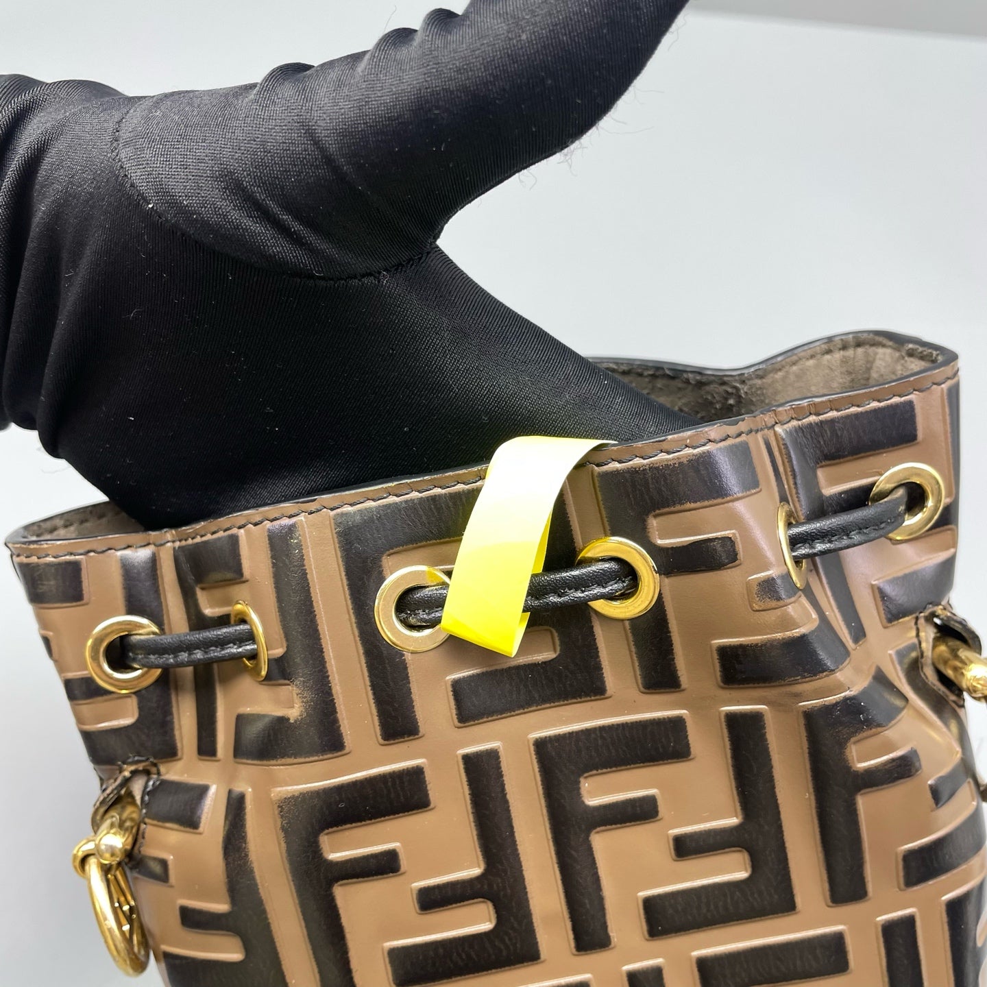 Fendi - Mini Bucket Bag with FF Monogram - Coated canvas with leather trim - Brown - (mini)