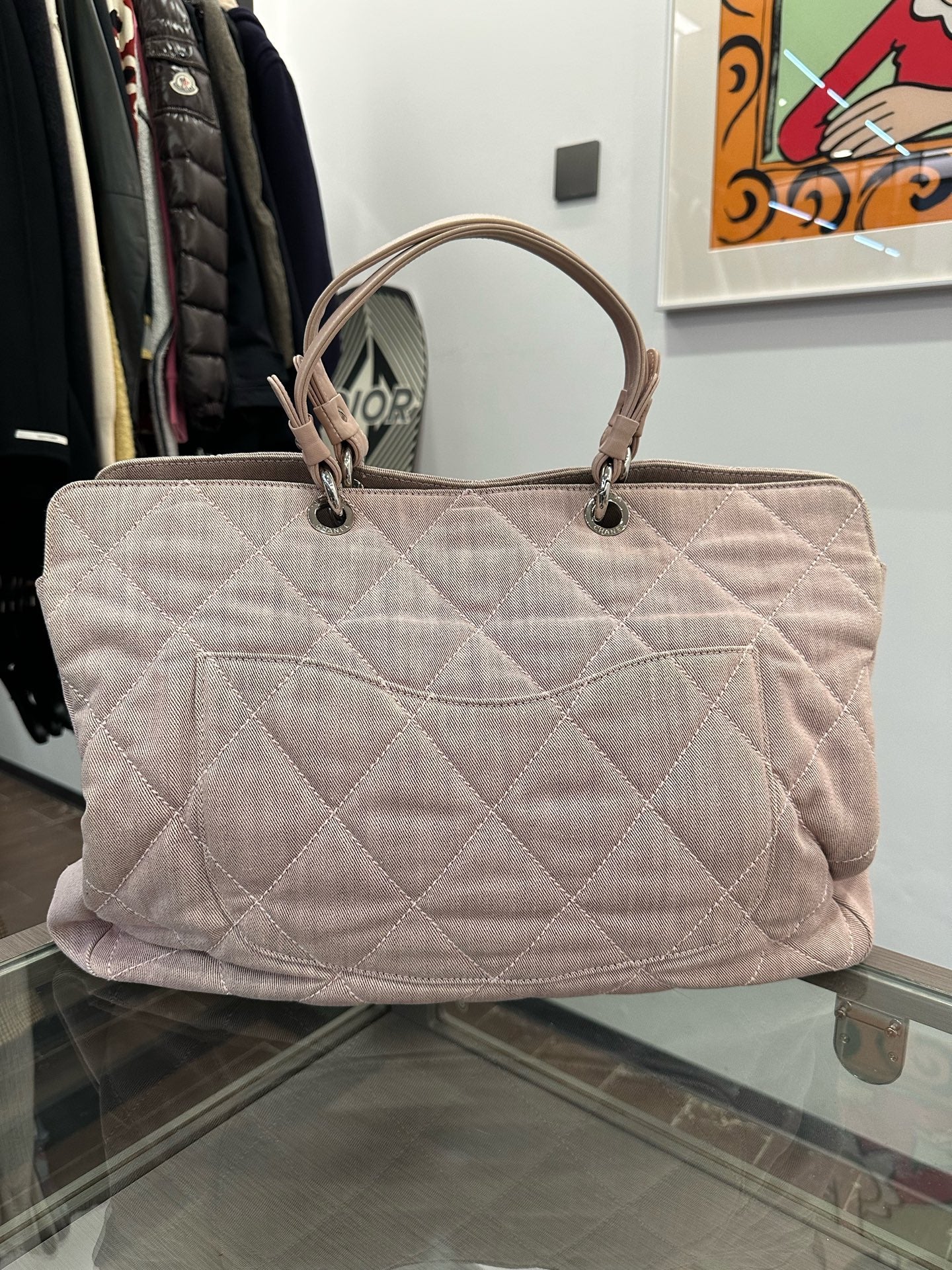 Chanel - Quilted CC Beach Tote - Cloth - Pink - (Large)