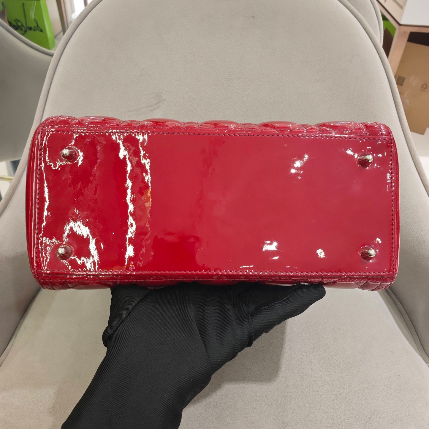 Dior - Lady Dior Medium - Patent leather - Red - (medium)