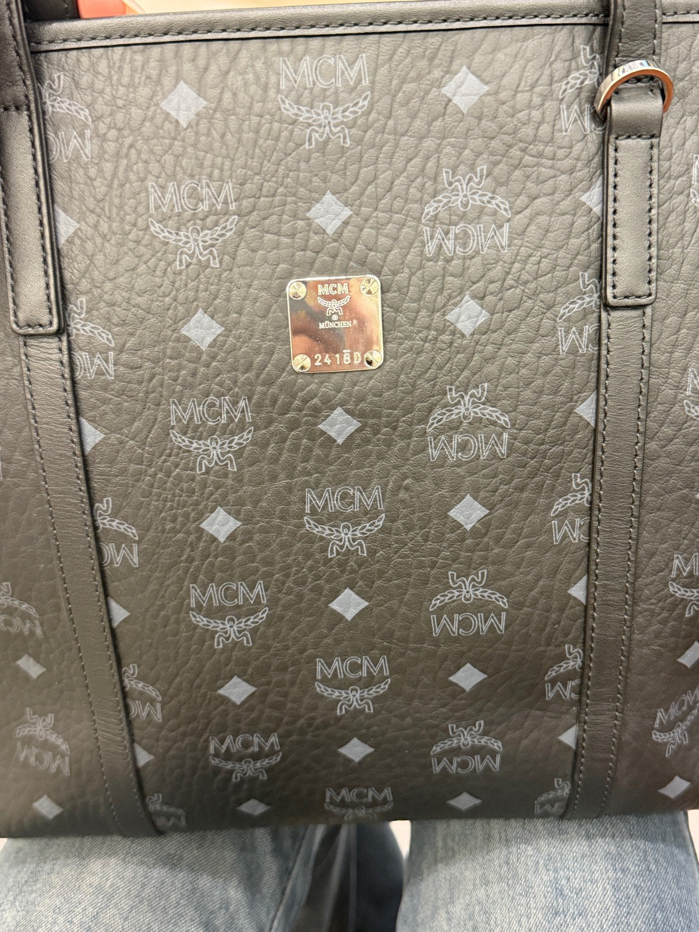 MCM - Toni Visetos Shopping Bag - Visetos coated canvas with leather trim - Black - (medium)
