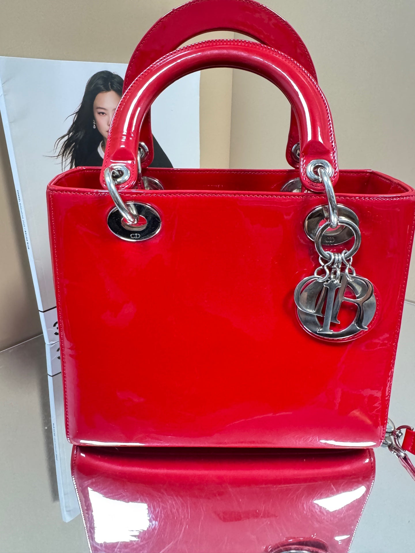 Dior - Lady Dior - Patent leather - Red - (Medium)