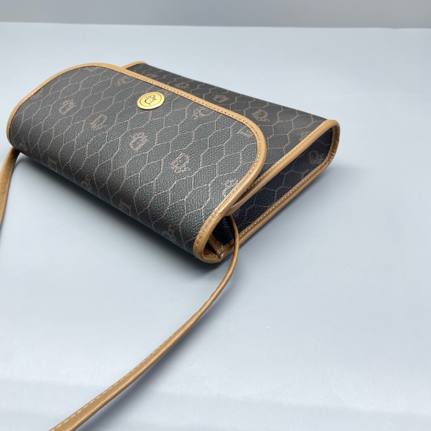 Dior - Vintage Honeycomb Flap Shoulder Bag - Coated canvas with leather trim - Brown - (Small)