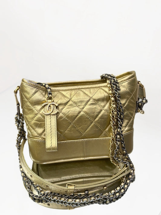 Chanel - Gabrielle Hobo Bag Small - Aged calfskin leather - Gold - (small)