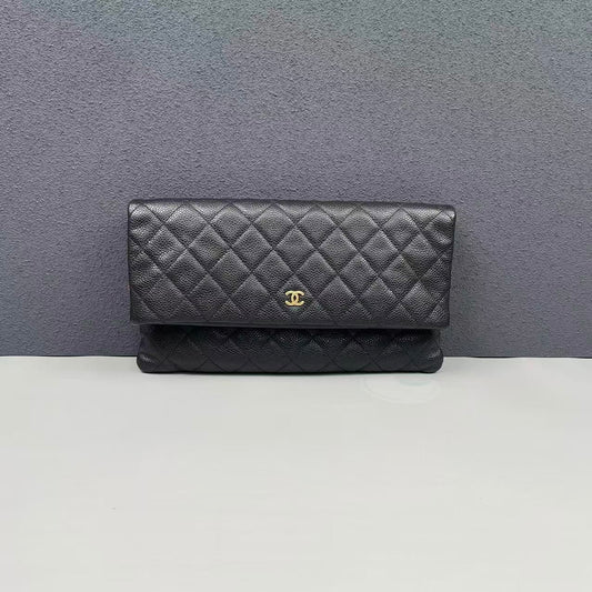 Chanel - Classic Quilted Clutch - Caviar leather - Black - (medium)