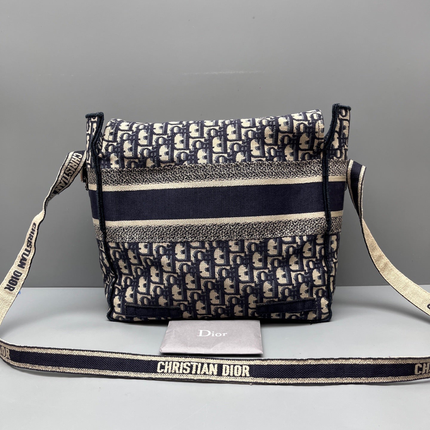 Dior - Camp Messenger Bag - Embroidered jacquard canvas - Navy and Beige - (Medium)