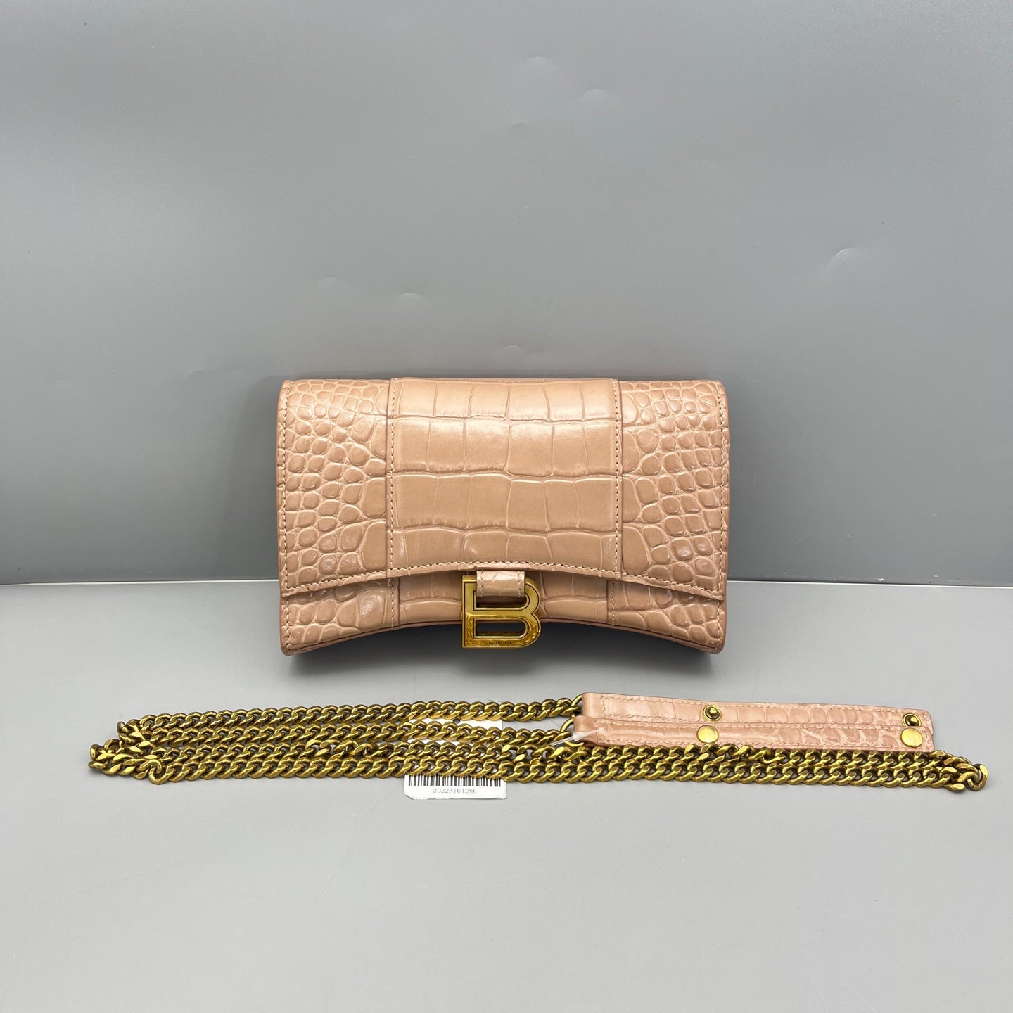 Balenciaga - Hourglass WOC - Crocodile-embossed calfskin leather - Beige - (mini)