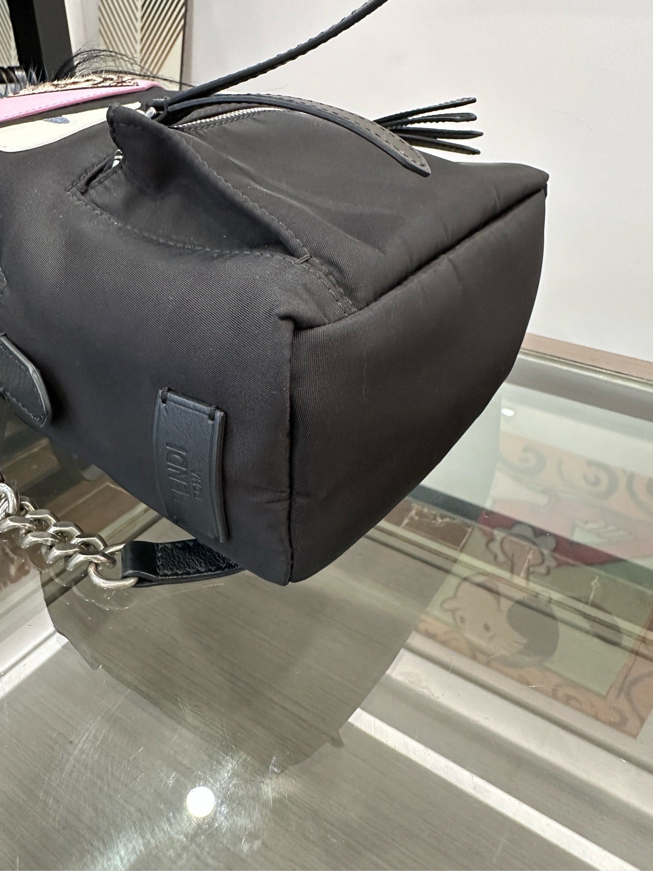 Fendi - Mini Monster Backpack - Synthetic fabric, Mink fur, Leather - Black with Blue, Pink and White accents - (mini)