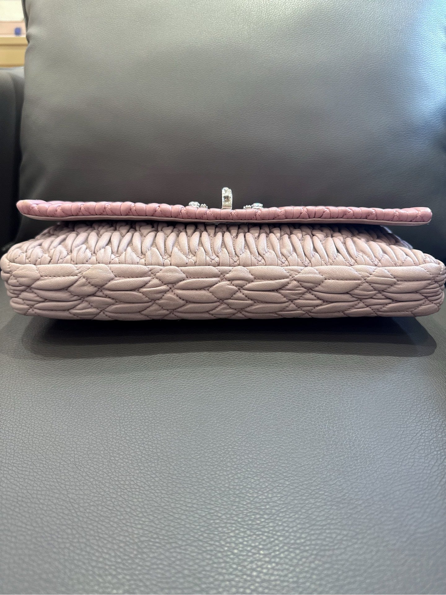 Miu Miu - Matelassé Gem Chain Bag - Leather - Pink - (medium)