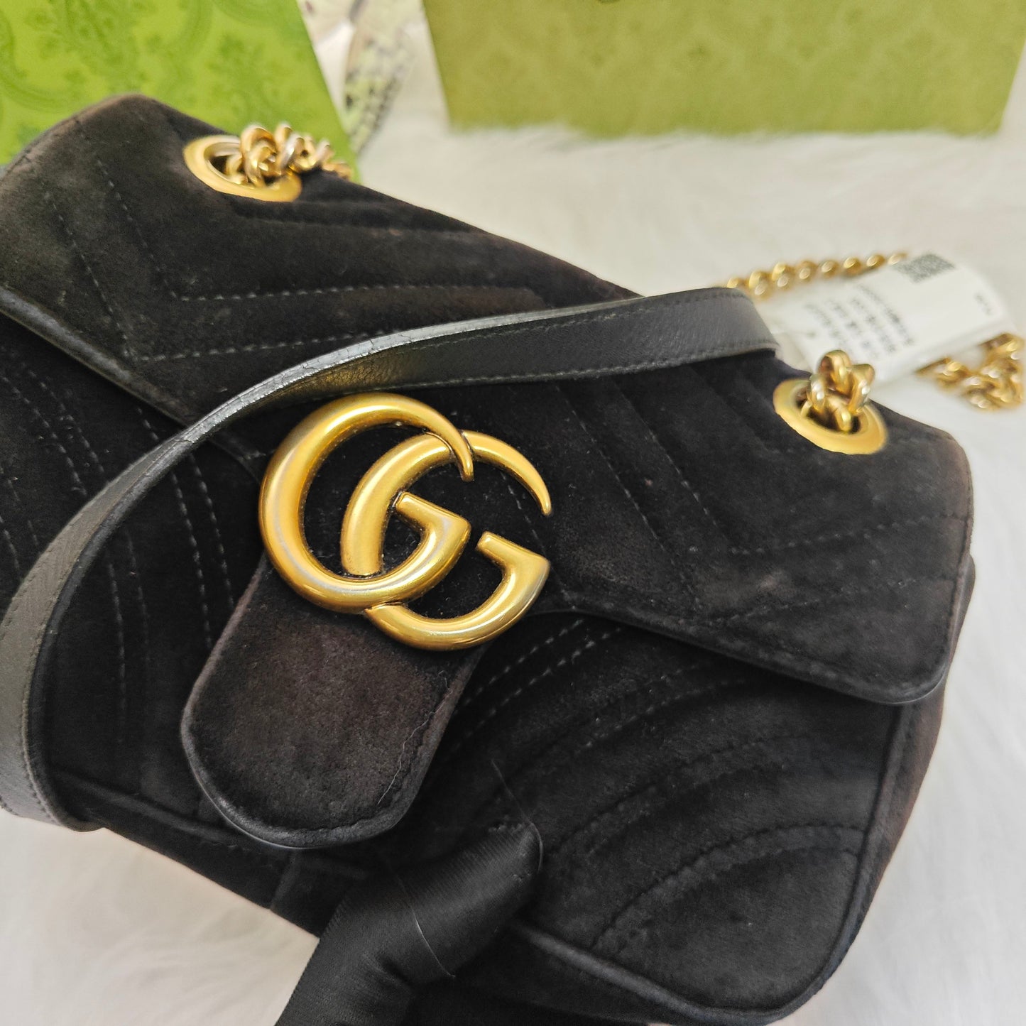 Gucci - GG Marmont Matelassé Mini Bag - Velvet with leather trim - Black - (mini)