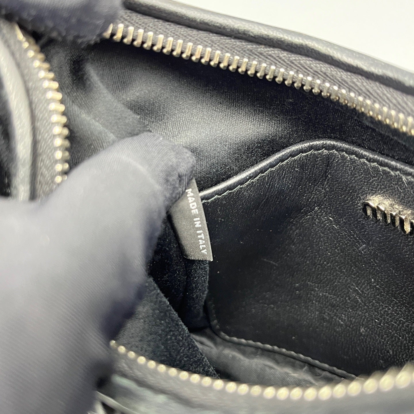 Miu Miu - Hobo Pleated Chain Bag - Leather - Black - (mini)