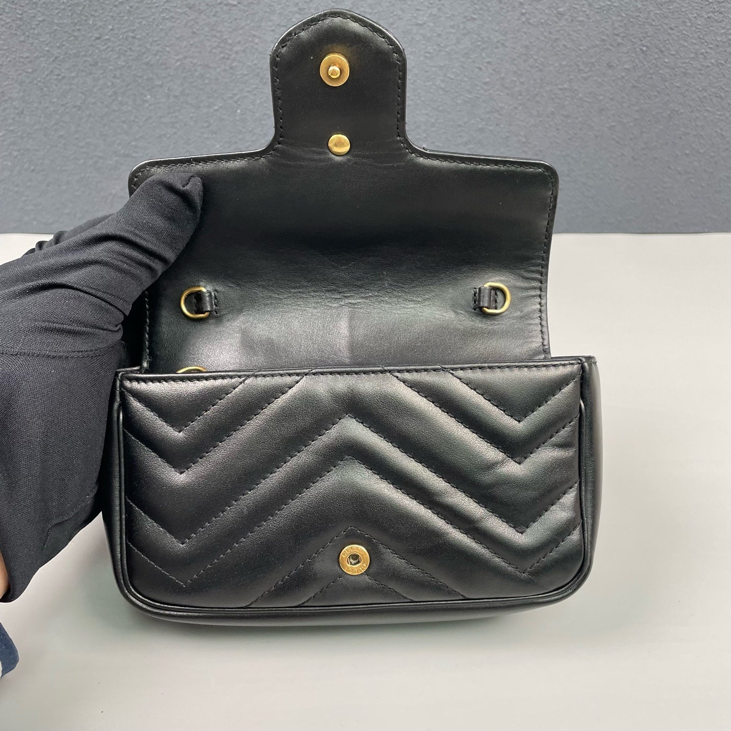 Gucci - GG Marmont Mini Chain Bag - Leather - Black - (mini)