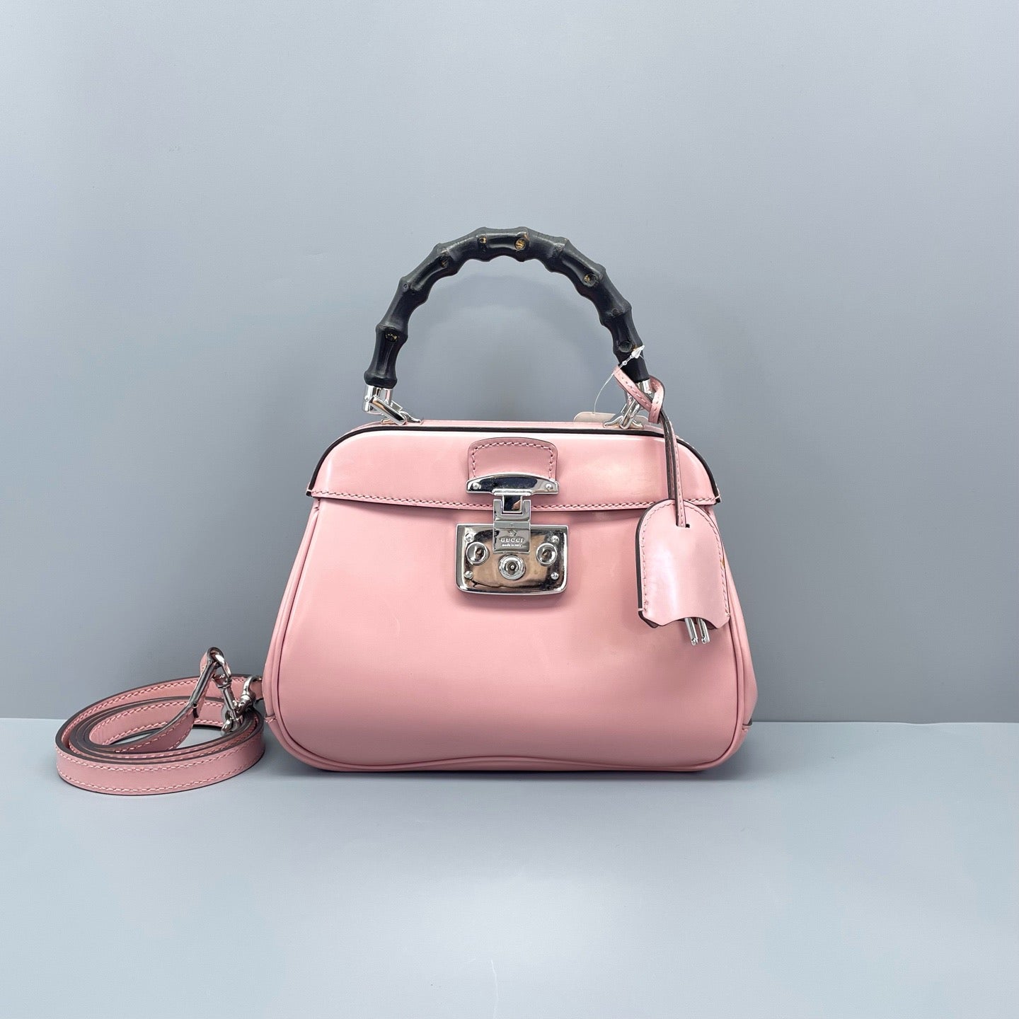 Gucci - Lady Lock Bamboo Top Handle Bag - Glossy leather - Pink - (small)
