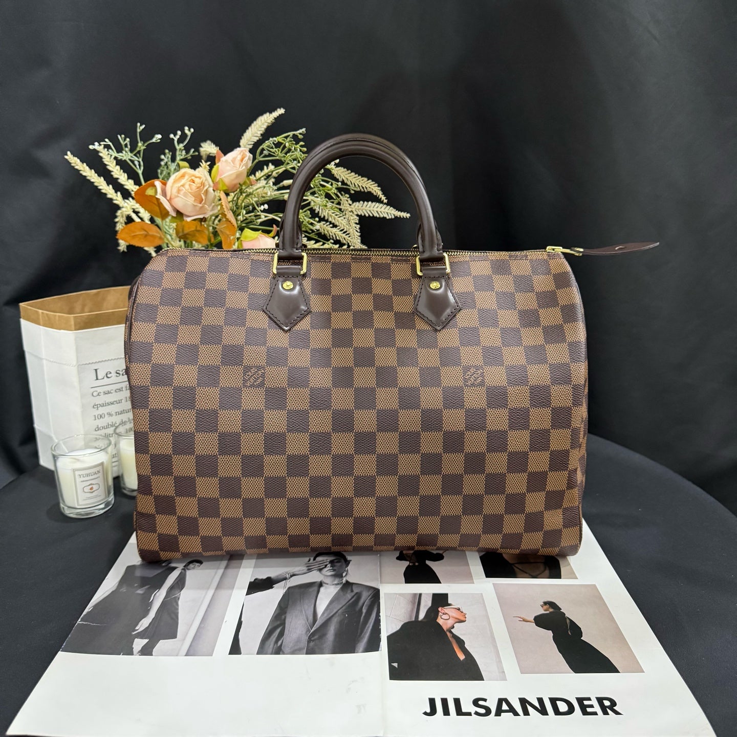 Louis Vuitton - Speedy 35 - Damier Ebene coated canvas with leather trim - Brown - (large)