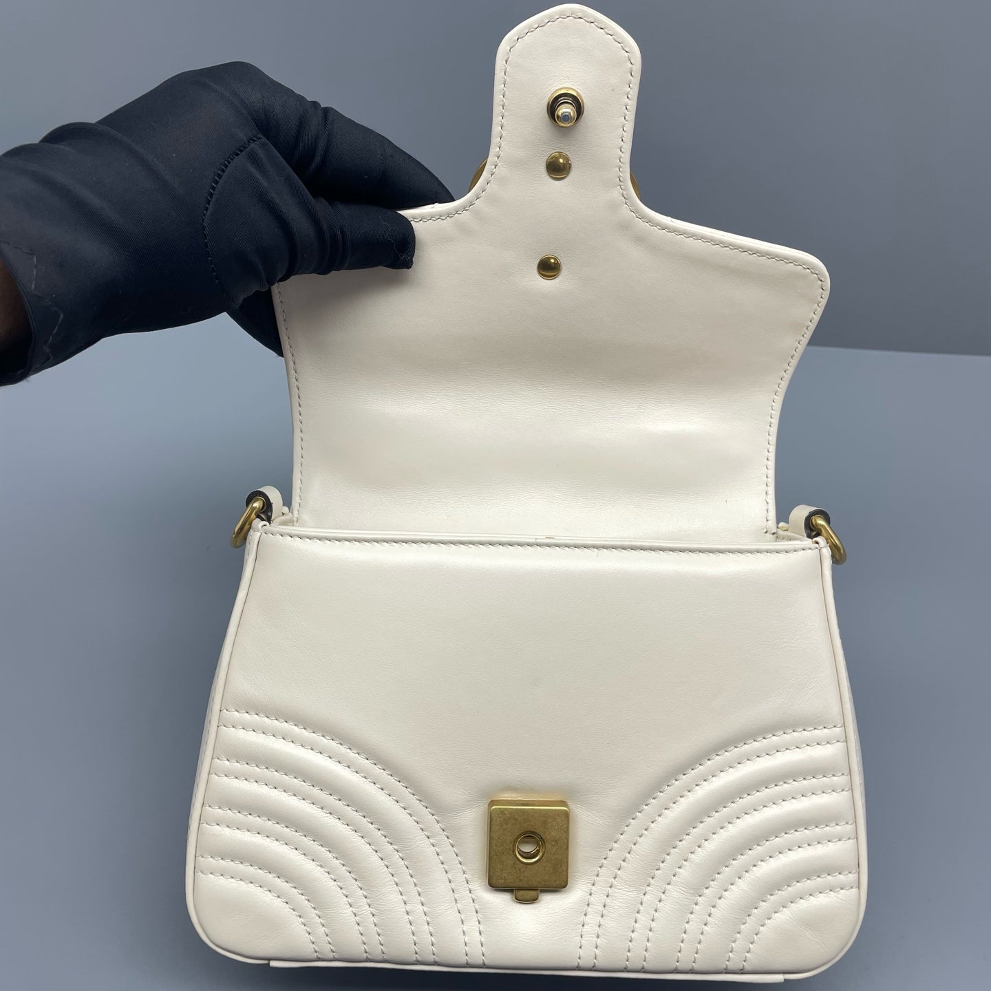 Gucci - GG Marmont Mini Top Handle Bag - Leather - White - (mini)