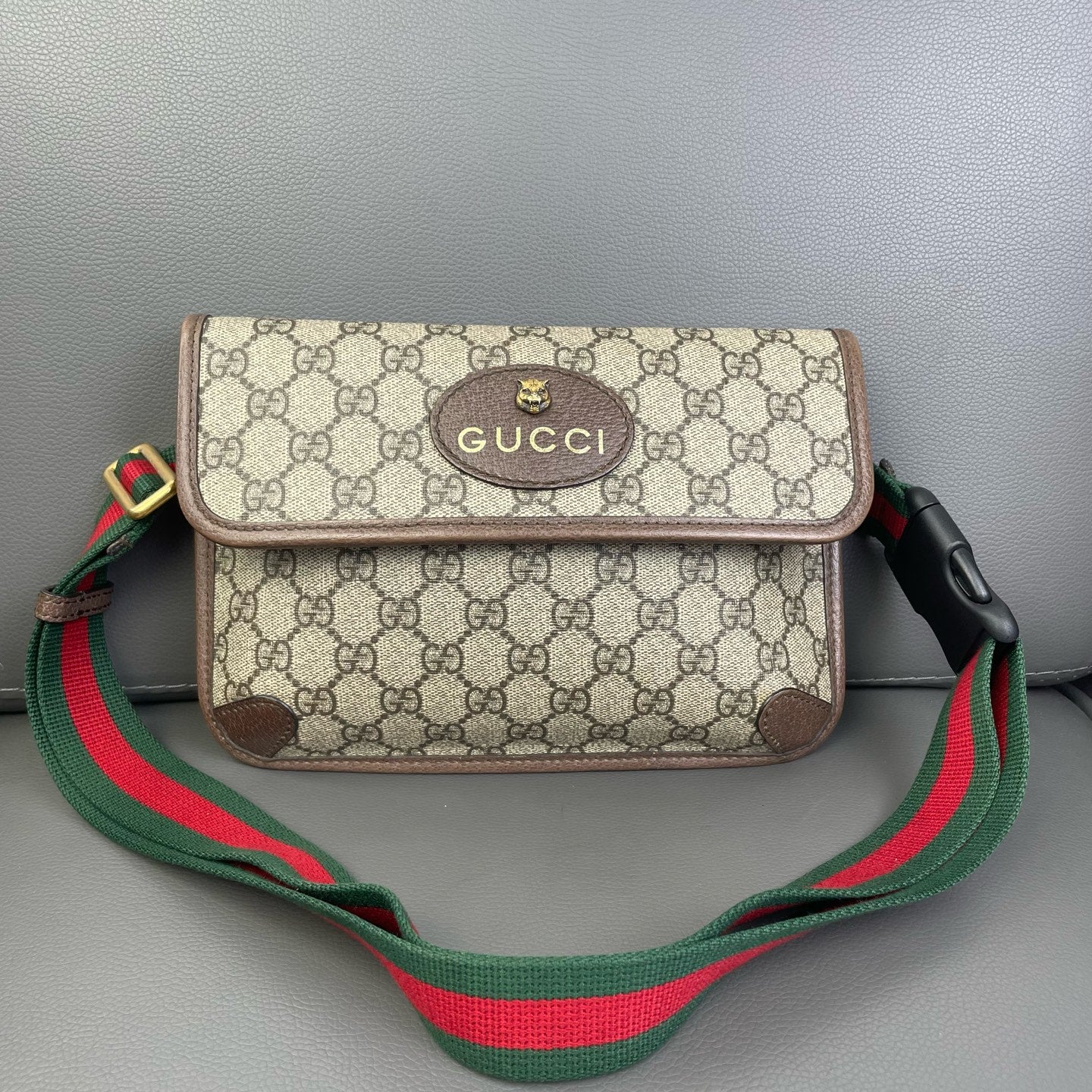 Gucci - Neo Vintage Tiger Head Belt Bag - GG Supreme canvas with leather trim - Brown - (small)