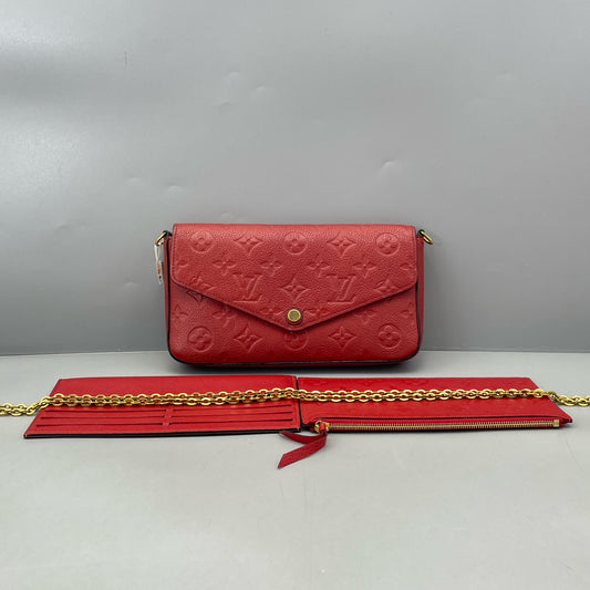 Louis Vuitton - Pochette Felicie - Embossed Monogram Empreinte leather - Red - (small)