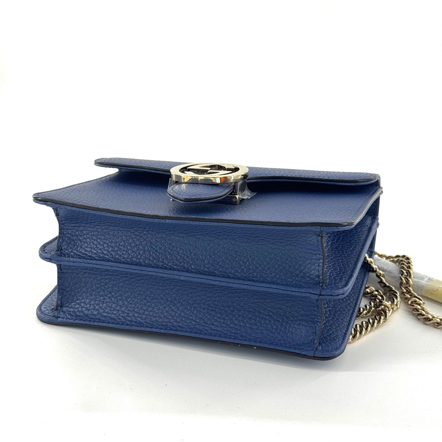 Gucci - Interlocking G Accordion Chain Bag - Grained leather - Blue - (mini)