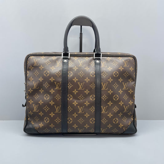 Louis Vuitton - Porte-Documents Voyage Briefcase - Monogram Canvas with Leather Trim - Brown - (medium)